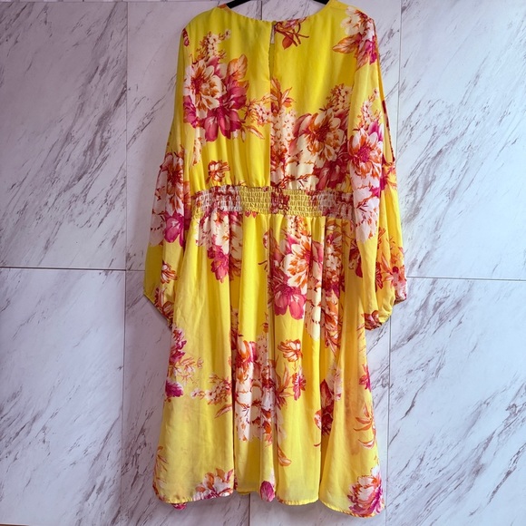 Ashley Stewart Floral Flowy Long Sleeve Dress SZ 14/16 - Picture 5 of 7